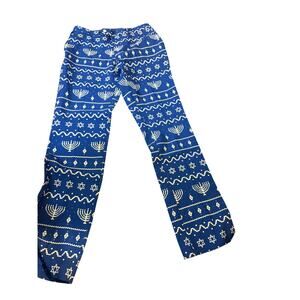 Tipsy Elves Hanukkah Dress Pants Blue Menorah Star Print  Party Pants Unisex
31W